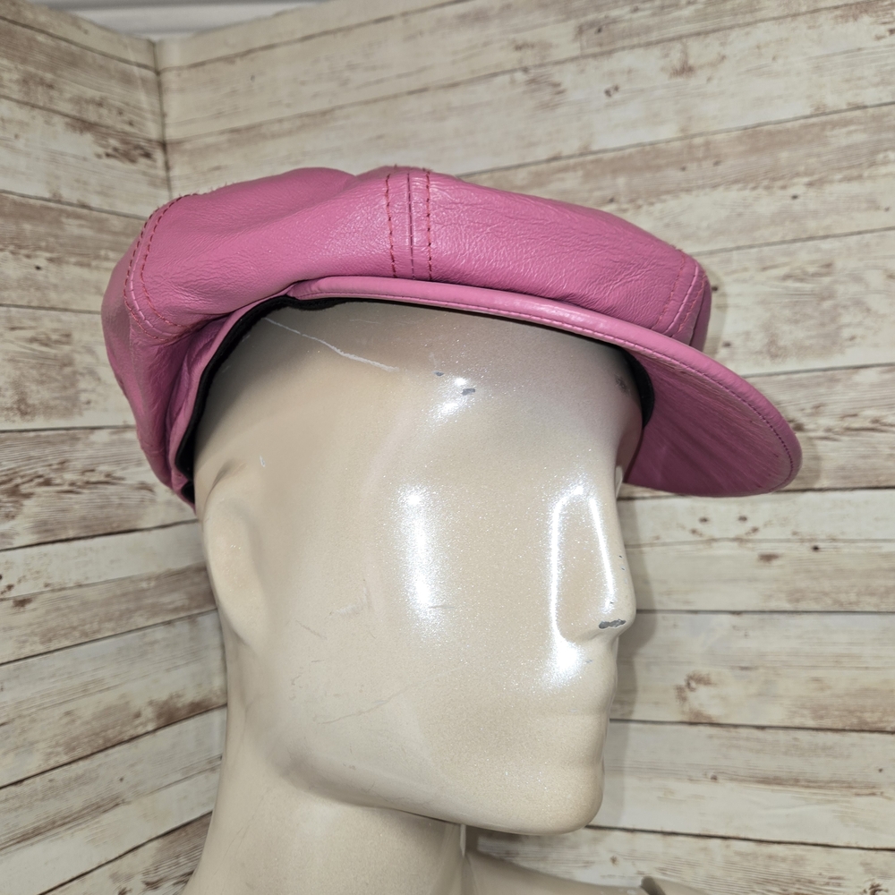 Vintage Wilsons Leather pink genuine leather newsboy cap 💕 - Picture 3 of 16